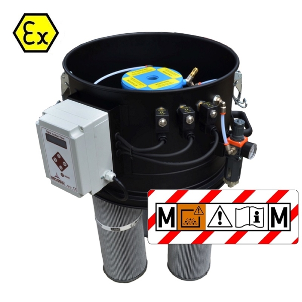 Odkurzacz przemysłowy cyklonowy ATEX przeciwwybuchowy automatyczny otrząsacz filtra SP system