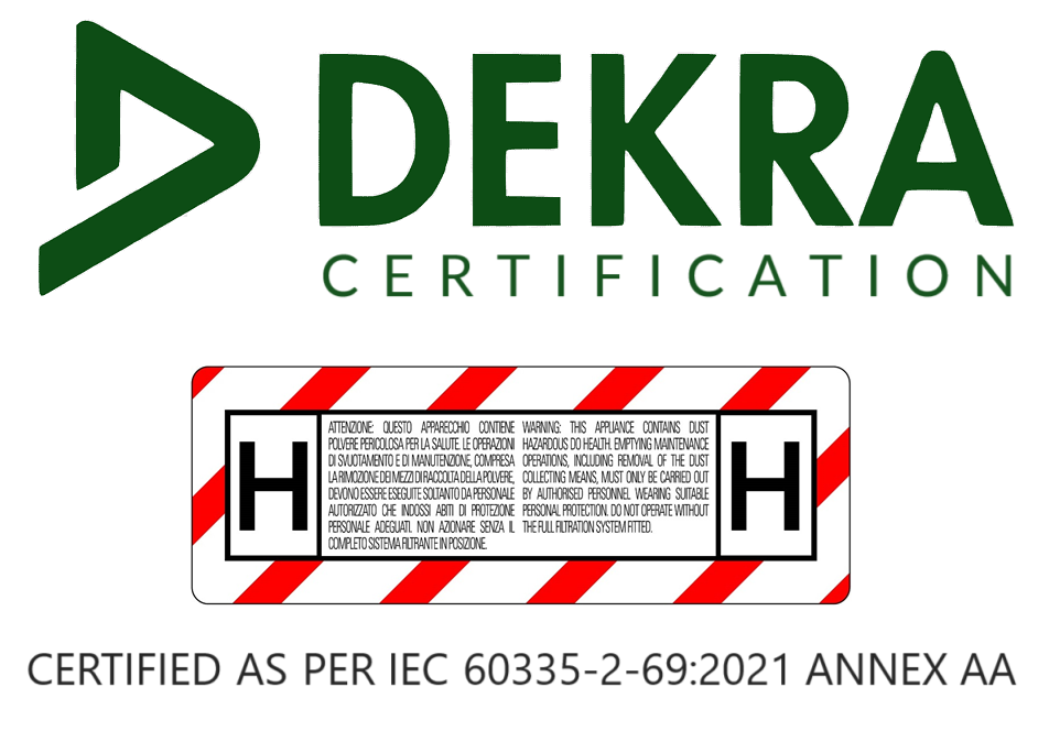Certyfikat DEKRA HEPA H14 filtry do profesjonalnego odkurzacza przemyslowego